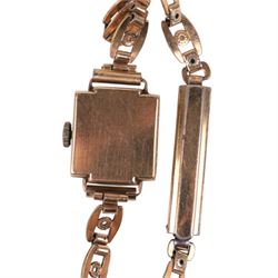 Two 9ct gold cased ladies wristwatches, comprising Excalibur on a gilt metal strap and one on a leather strap