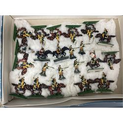 Painted metal wargame figures - over two hundred Lancers, Chasseurs, Dragoons, Cuirassiers, Carabiners, Imperial Guard, Bavarians, Line and Light Infantry etc; individual figures and ranks of two, three and four; average size 25mm