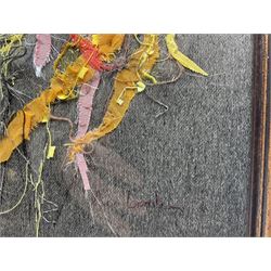 Ann Lamb (British 1955-): Lion, textile work signed 46cm x 35cm