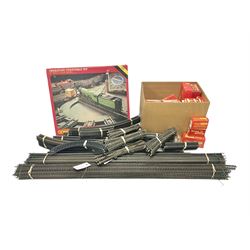 Hornby/Tri-Ang ‘00’ gauge - large quantity of track and accessories to include boxed Operating Turntable Set, boxed level crossings, left and right hand points, signal gantry, buffer stop etc, in two boxes 