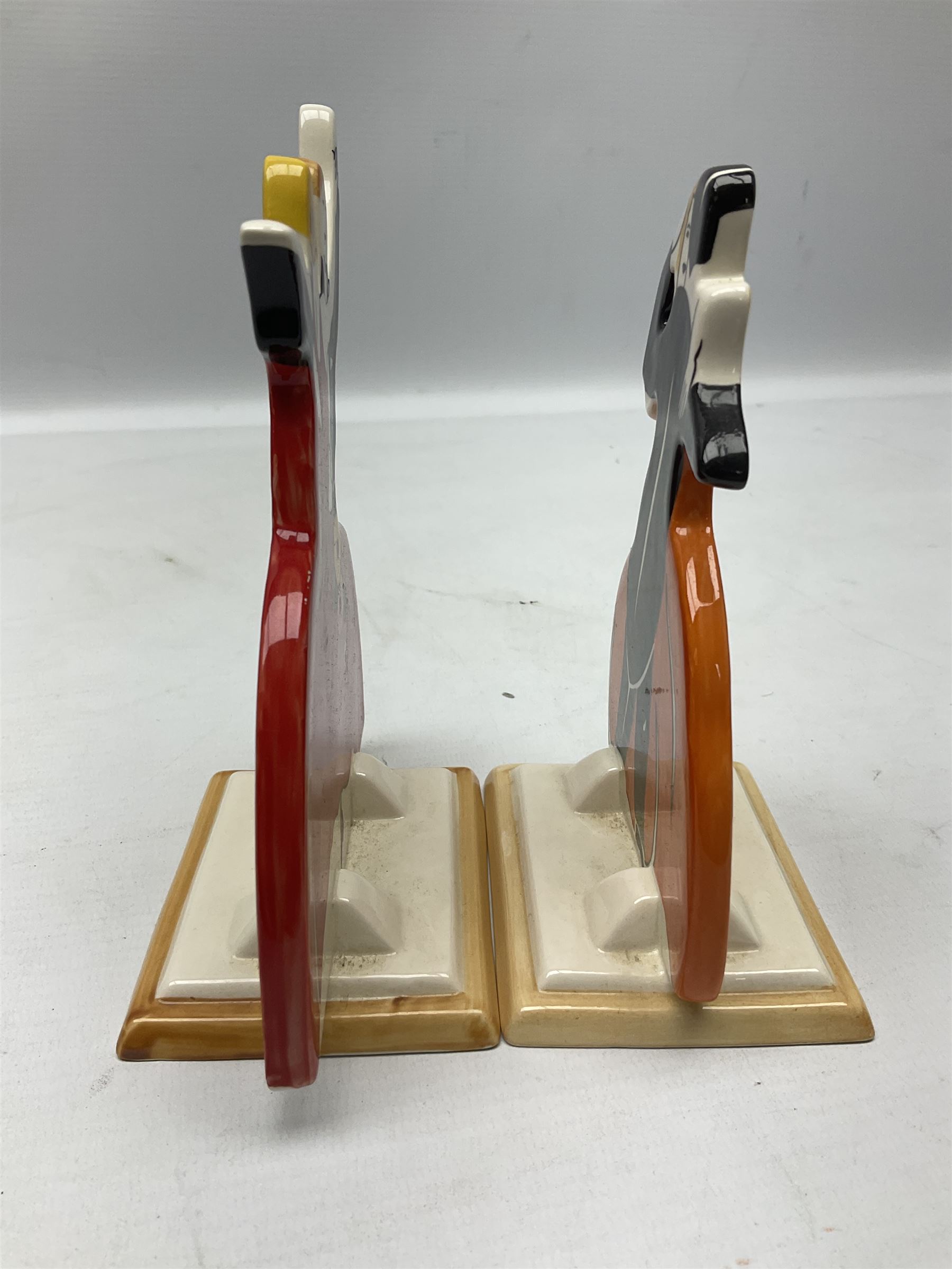 Pair of Wedgwood Clarice Cliff Bizarre 'Age of Jazz' tango dancers, with printed mark beneath, H15cm