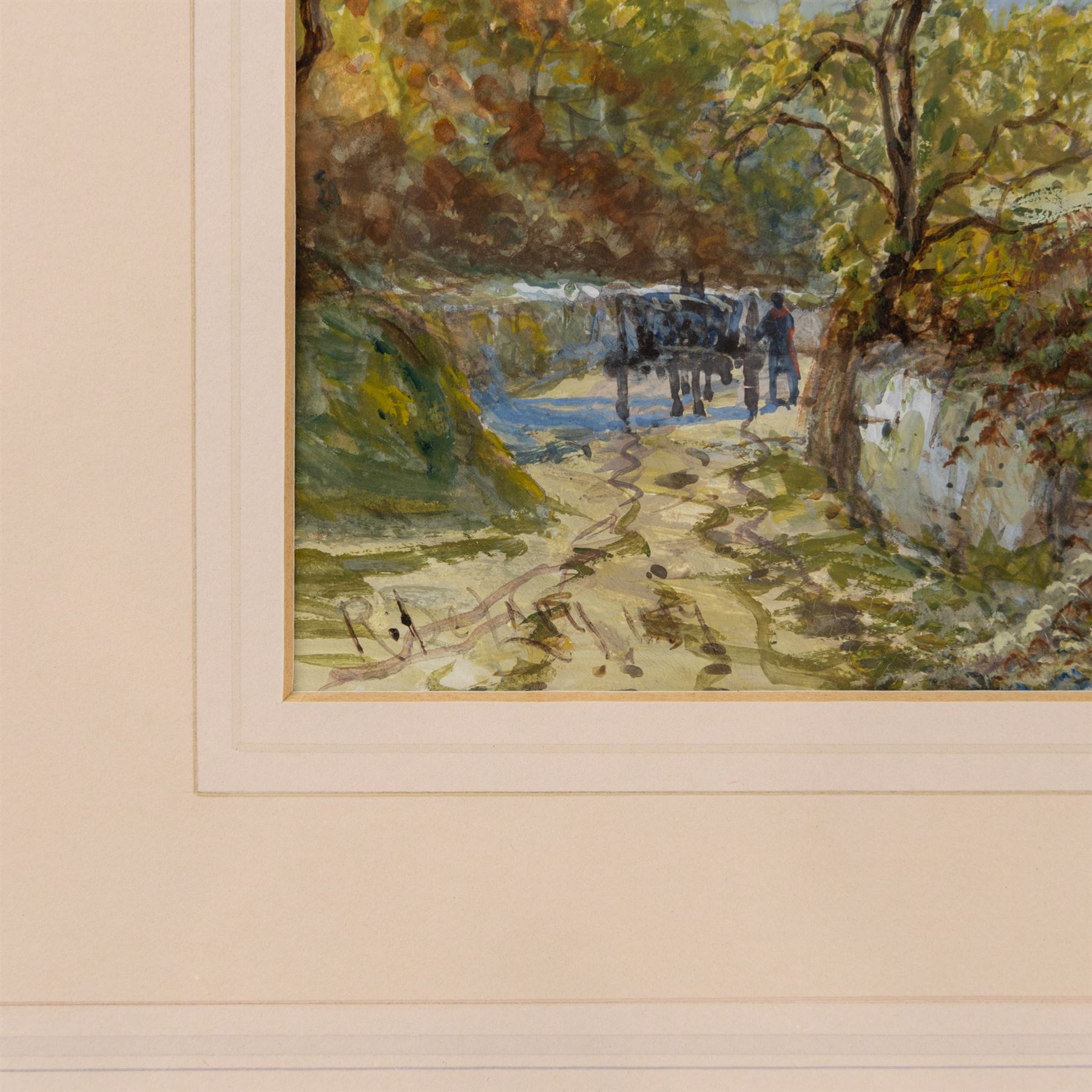 Attrib. Charles John de Lacy (British 1856-1929): Coastline at Sunrise, gouache signed R De Lacy and dated 1889, 18cm x 26cm
Notes: The reverse of this painting has been inscribed 'C J De Lacy - Painted over the original sketch of Dad. October 1889.'