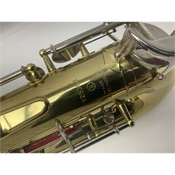 Czechoslovakian Boosey & Hawkes Powertone alto saxophone, serial no.125362; in fitted carrying case with crook