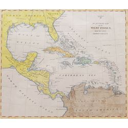 After Robert Wilkinson (British fl.1768-1825): 'An Accurate Map Map of the West Indies from the Latest Improvements', early 19th century hand-coloured map 21.5cm x 24cm