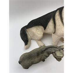 A large Regency Fine Arts model of a German Shepherd, H45cm together with a similar style model of a Donkey (2)