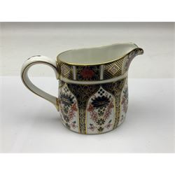 Royal Crown Derby 1128 Imari pattern open sucrier and milk jug, with printed mark beneath, jug H8cm