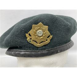 WW1 British Army Derby Scheme 1915 Attested armband; beret with East Yorkshire cap badge; pair of fur lined leather flying/motorcycle goggles; HMS Pembroke cap band; and small quantity of RNAS cloth and metal badges etc