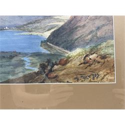 Hermann Ottomar Herzog (German-American 1832–1932): Mountainous Lake Landscape, watercolour signed 29cm x 48cm 