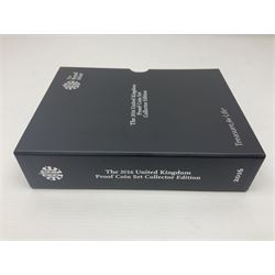 The Royal Mint United Kingdom 2016 proof coin set collector edition, cased with certificate