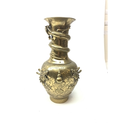 A large Chinese brass vase, of ovoid for