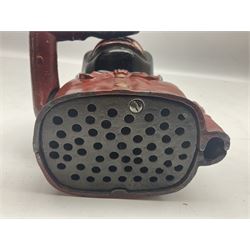 Three early 20th century cast-iron mechanical money banks as a family group comprising mother 'Dinah' patented 1911, father 'Jolly Man' patented 1902 and son 'Little Joe' patented 1910 by John Harper & Co; all with the same hand-to-mouth action; parents H16cm (3)