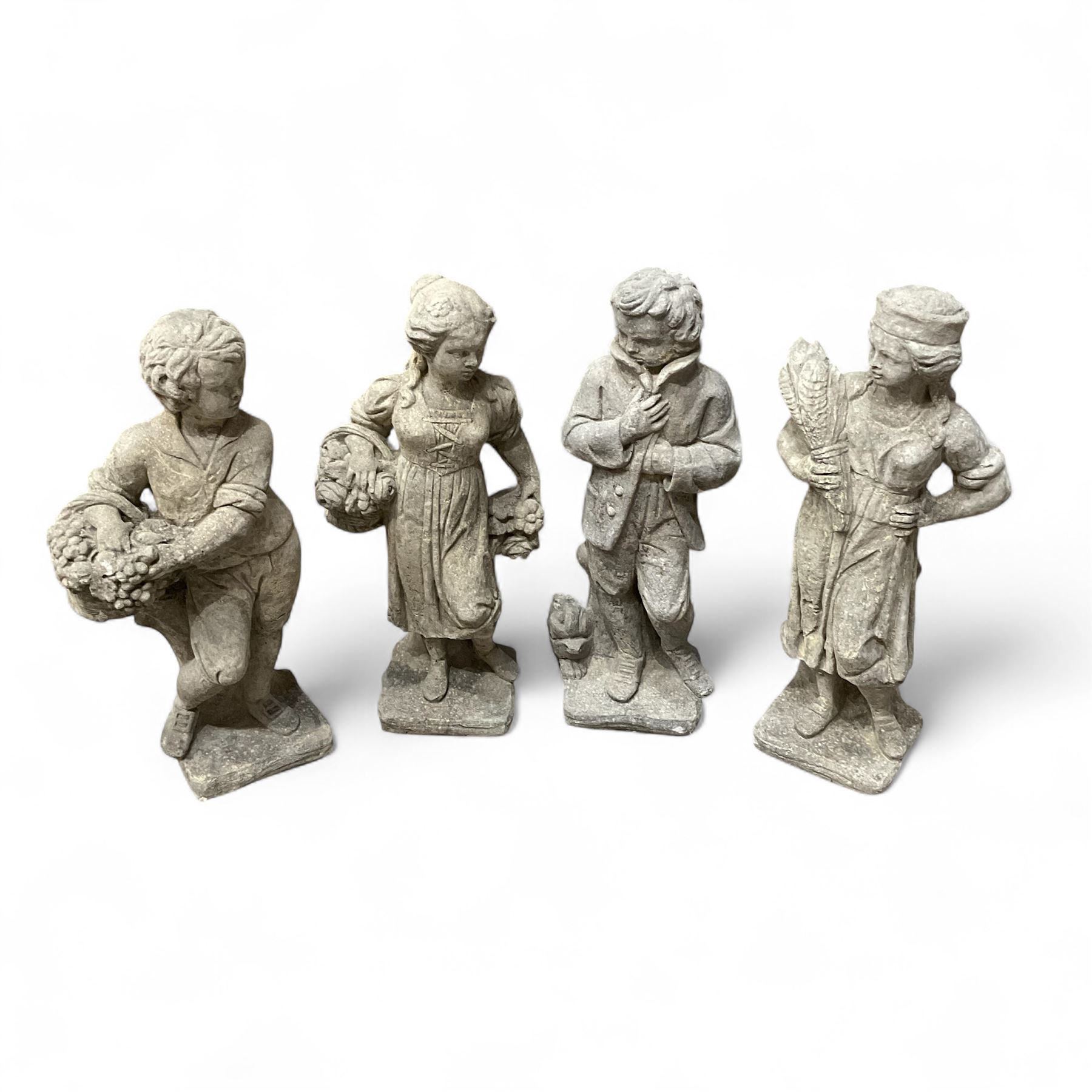 Set of four Cast stone Traditional Seasons, Including Spring, Summer, Autumn & Winter