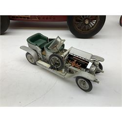 Four Franklin Mint Precision Models, one with hardwood body; large reproduction model of a vintage racing car L52cm; and four other modern metal/wooden models of vintage cars; all unboxed (9)