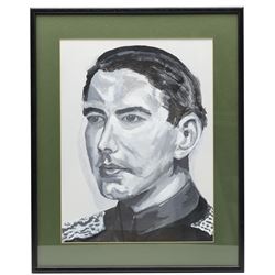 English School (20th century): Portrait of a Naval Officer - possibly Lord Mountbatten, gouache unsigned 40cm x 30cm
Notes: Lord Mountbatten was a beloved uncle of King Charles. He was assassinated by the IRA in 1979.