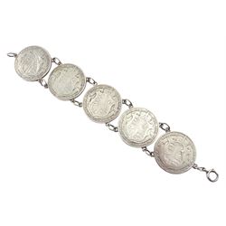 George V 1915 half crown link bracelet