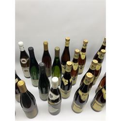 Mixed alcohol including Pieroth 1988 Bad Durkheimer Feuerberg 750ml, 10%vol, Ausbruch Muskat-Ottonel 1989 Somlo 750ml, 10.5%vol, Pieroth Blue 1991 Qualitatswein Nahe 750ml, 9.5%vol etc, various contents and proofs, 36 bottles