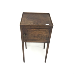  George III mahogany inlaid pot cupboard, square tapering supports, W39cm, H75cm, D33cm  