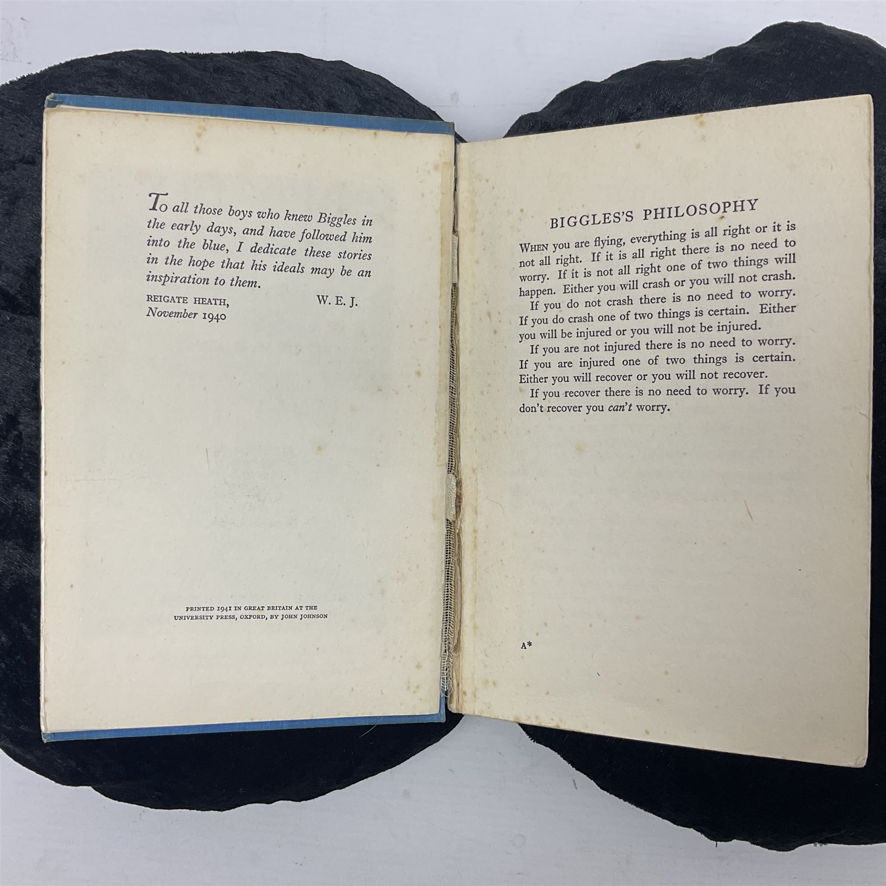 Captain W.E Johns; Spitfire Parade Biggles at War, first edition, Oxford University Press, 1941