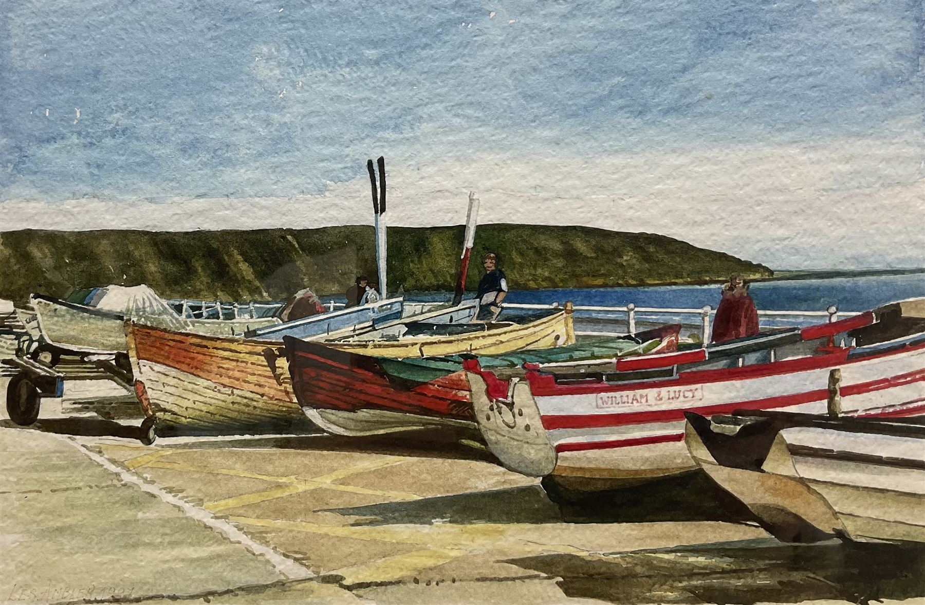 Les Ambler (British 20th Century): Coble Landing - 'Filey', watercolour signed and dated 1997, titled verso 20cm x 30cm 