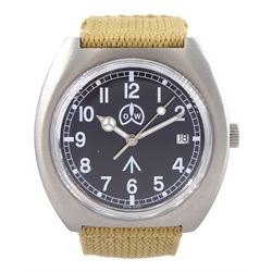  Ollech & Wajs military issue stainless steel automatic wristwatch, back case issue markings ^ 6BC-8656-99  523-8201, on fabric strap