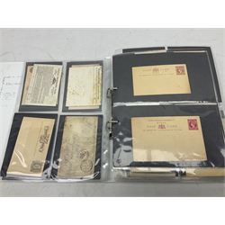 Queen Victoria and later Great British and World postal history, including postal stationary, mourning covers, QV Natal one penny stamps on cover, registered letters, postmark interest etc, housed in a ring binder folder
