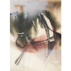 Willy Tirr (German 1915-1991): Abstract Boat on Water, watercolour signed 77cm x 56cm (unframed)