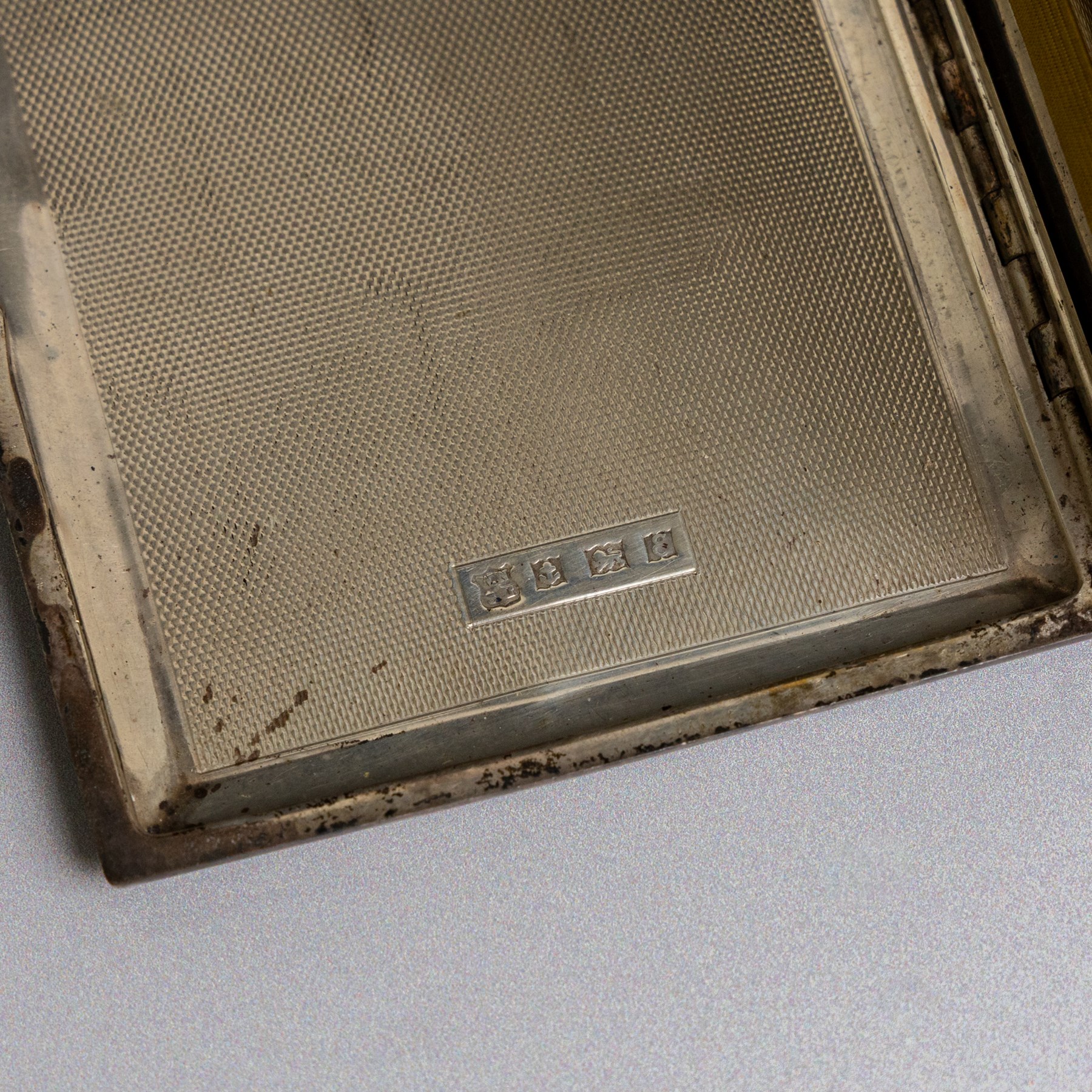 20th century silver cigarette case, with engine turned decoration, hallmarked William Neale & Son Ltd, Birmingham 1979