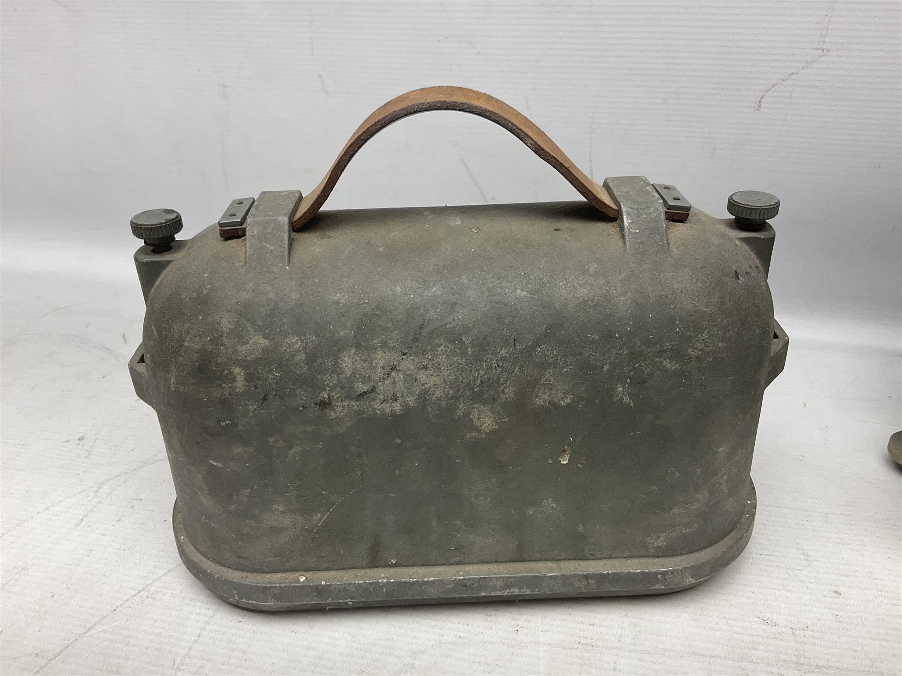 Cooke Troughton & Simms grey painted brass dumpy level in carrying case; and WW2 British .303 Vickers Machine Gun brass Clinometer, stamped 'V.E. 0067' serial No. 2370,  dated 1944 unboxed (2)