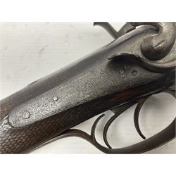 SHOTGUN CERTIFICATE REQUIRED - 19th century John Adams of London 12-bore double barrel side-by-side hammer gun with screw under-lever opening, 76cm (30