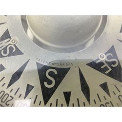 Sestrel brass cased ships gimbal mounted compass, fitted on a burrwood slab, serial no.5532, pat.no.586665 D19cm