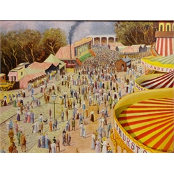  'Going to the Fair Entrance I', oil on canvas board signed by H. Thompson titled verso 58.5cm x 77cm  