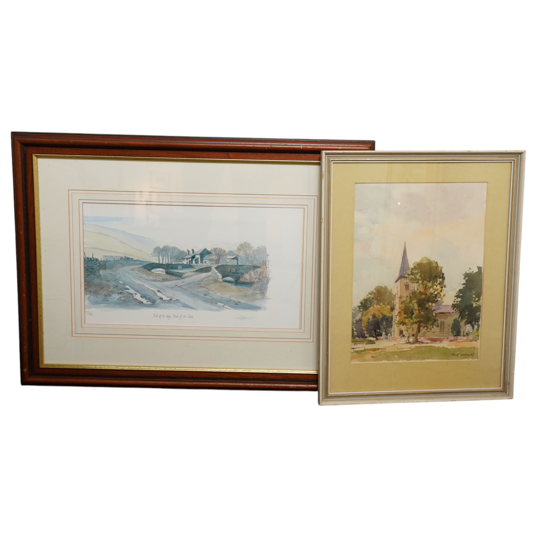 Watercolour by General Colin Campbell together with various prints, watercolours and oils (in one box)