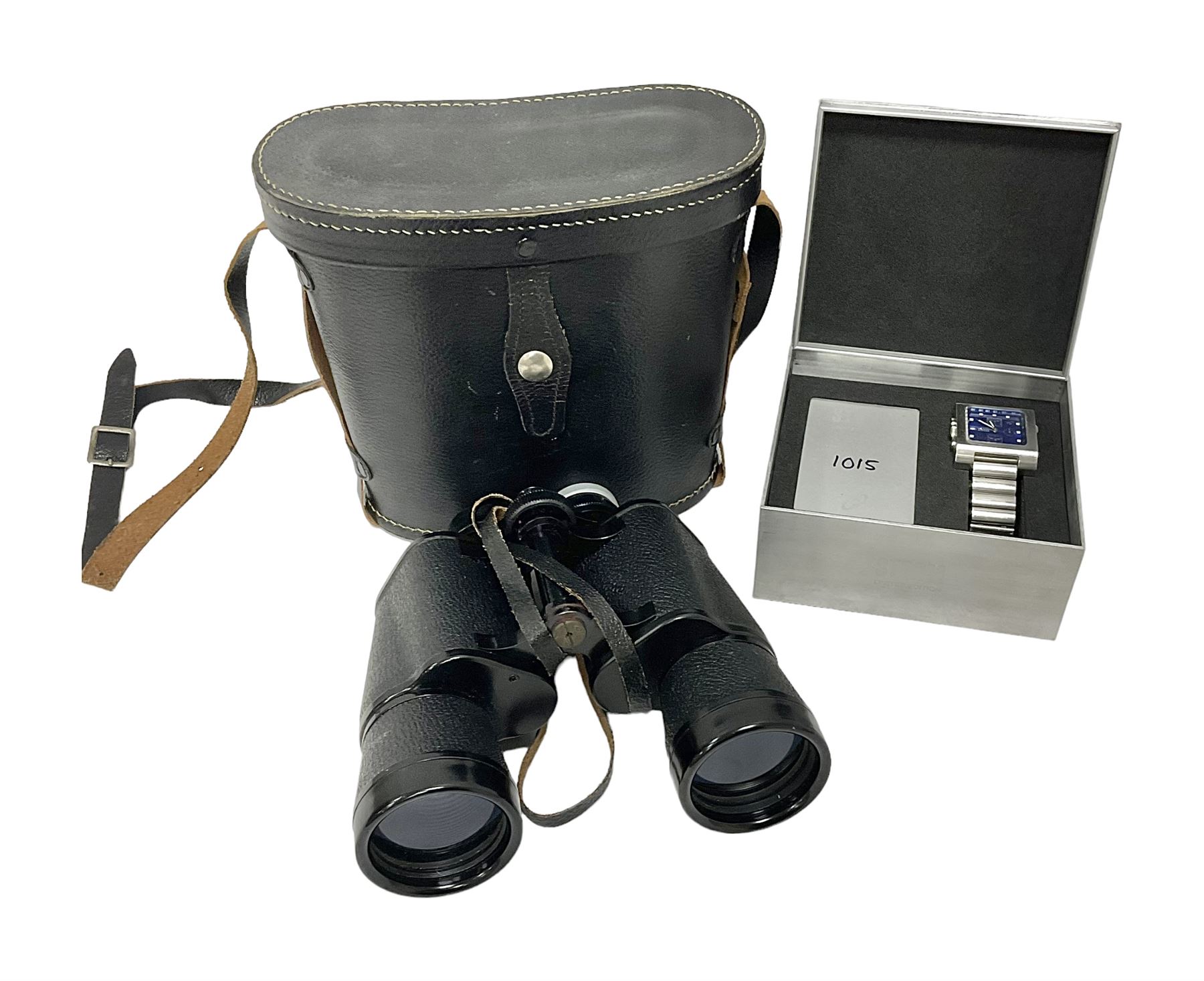 Pair of Regent 10x50 binoculars in case, together with a Storm Lexo Chronograph wristwatch