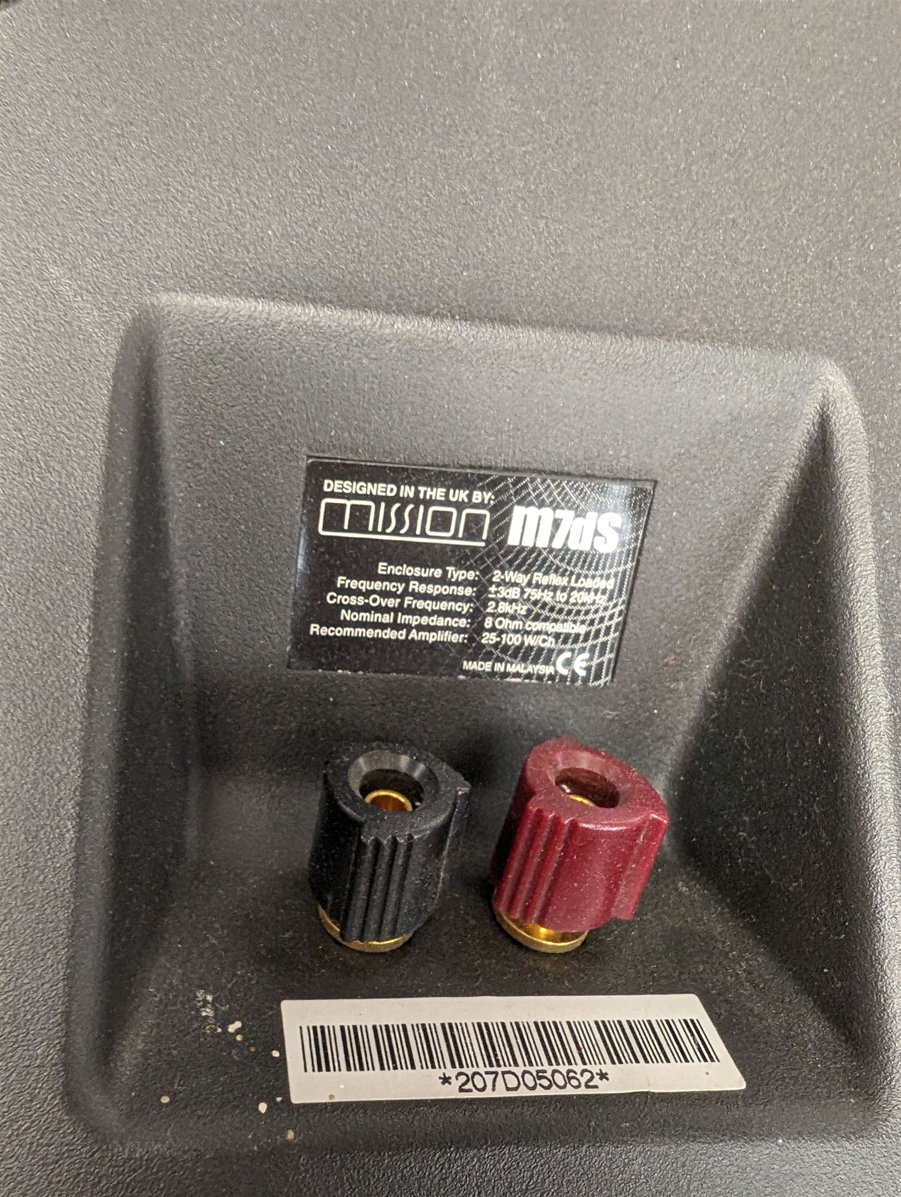 Pair of Mission M7dS speakers, H24cm