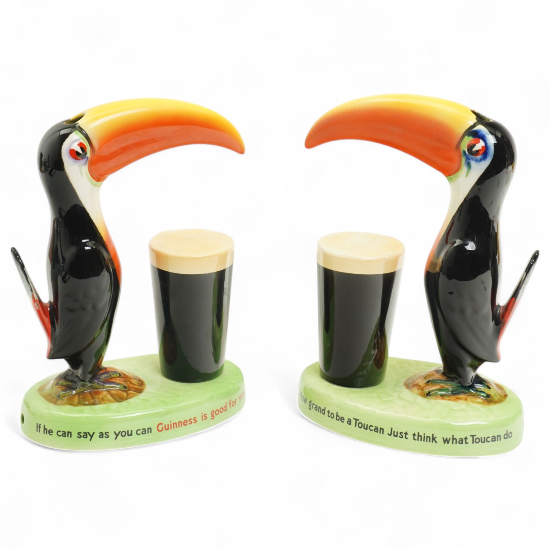 Pair of Carlton Ware Guinness lamp bases 'How Grand to be a Toucan just think what Toucan do' H23cm