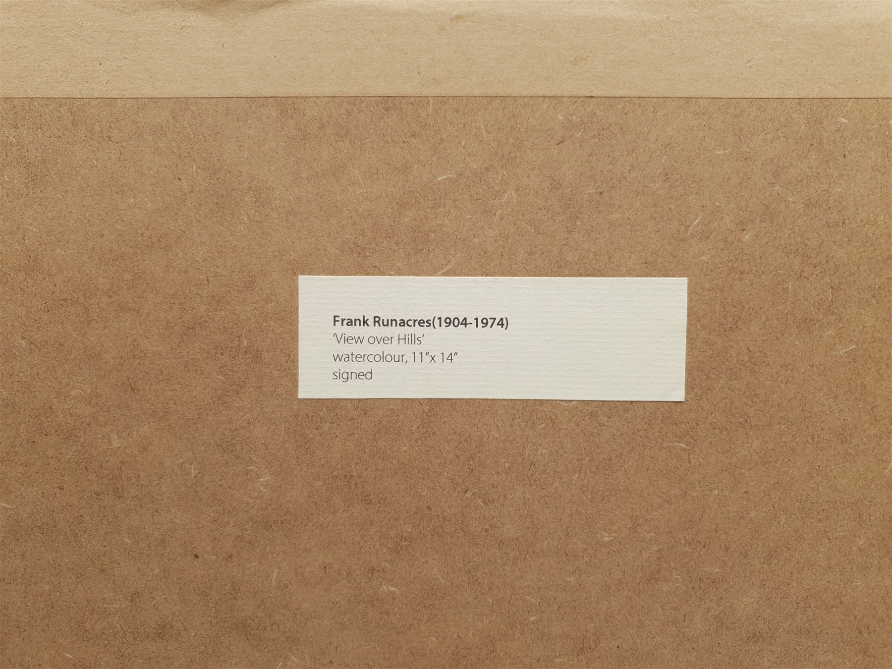 Frank Runacres (British 1904-1974): 'View over Hills', watercolour signed 27cm x 34cm