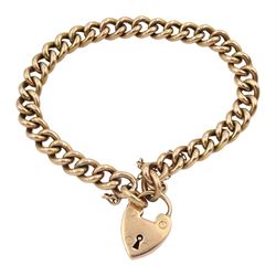 9ct rose gold bracelet with heart locket, hallmarked, approx 9.75gm