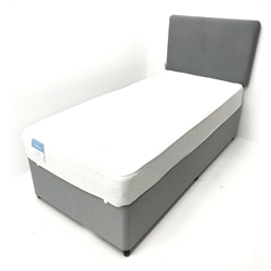  Pair 3' single divan beds with mattresses and headboards, W92cm, H118cm, L195cm (2)  