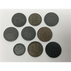 Thirty six late 18th century and onwards United Kingdom and World coins and tokens, to include 1772 Catherine II 5 Kopecks, Swedish quarter and half Skilling pieces dated 1809 and 1806, two Skilling Courant piece dated 1810, 1831 Isle of Man half penny token etc 