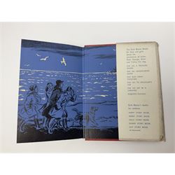 Blyton Enid: Five on Kirrin Island Again, first edition, Hodder & Stoughton, 1947, colour frontispiece, tinted plates and plain illustrations to text, pictorial endpapers, original red boards lettered in black in dust jacket (6/-, with telescope the wrong way round)