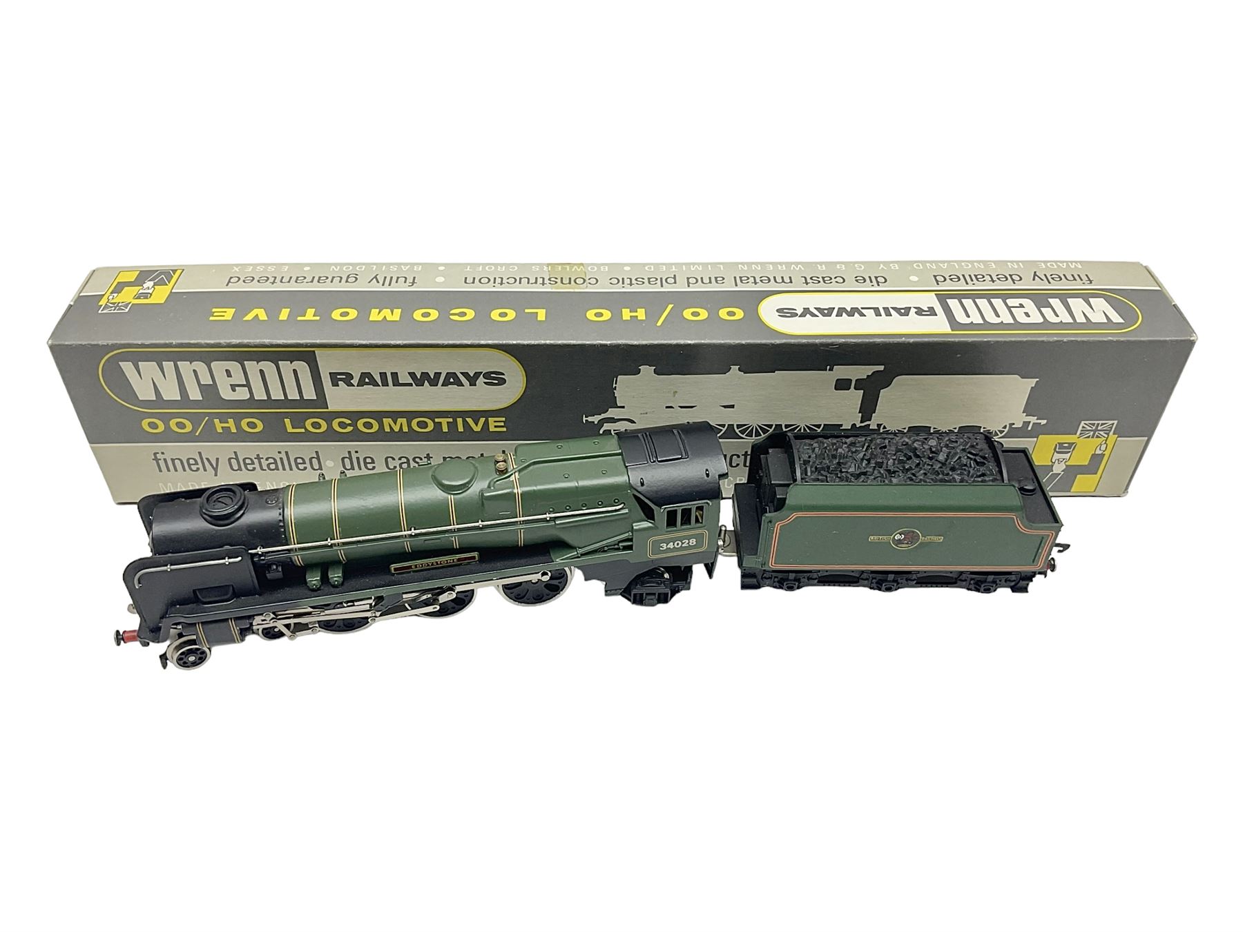 Wrenn '00' gauge - Rebuilt Bulleid Pacific 4-6-2 locomotive 'Eddystone' No.34028 in BR Green with centralised nameplate; boxed with instructions.