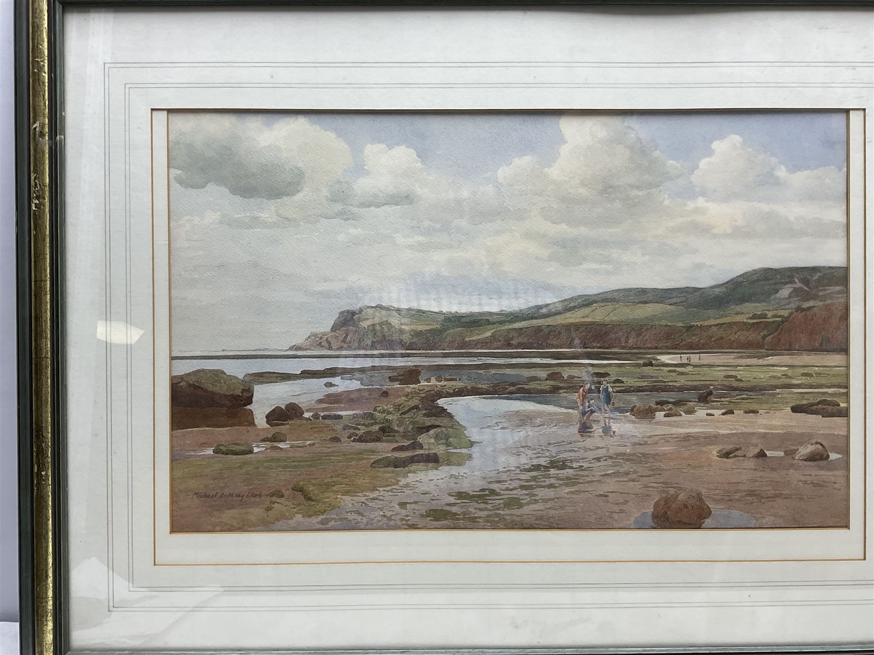 Michael Anthony Clark (British 20th century): Ravenscar from Robin Hood's Bay and Horses Grazing, pair watercolours signed 33cm x 52cm (2)
