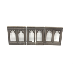  Two double and two single Gothic style timber window frames, W70cm, H74cm and W34cm, H74cm (4)  