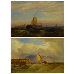  Robert F Watson (British 1815-1885): Shipping off the Farne Islands and the Northumberland Coast, pair oils on canvas signed and dated 1855,  22cm x 32cm (2)  
