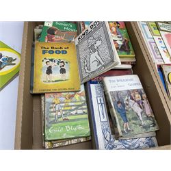 Children's books and annuals, to include Robin Hood, Enid Blyton books etc, in two boxes 