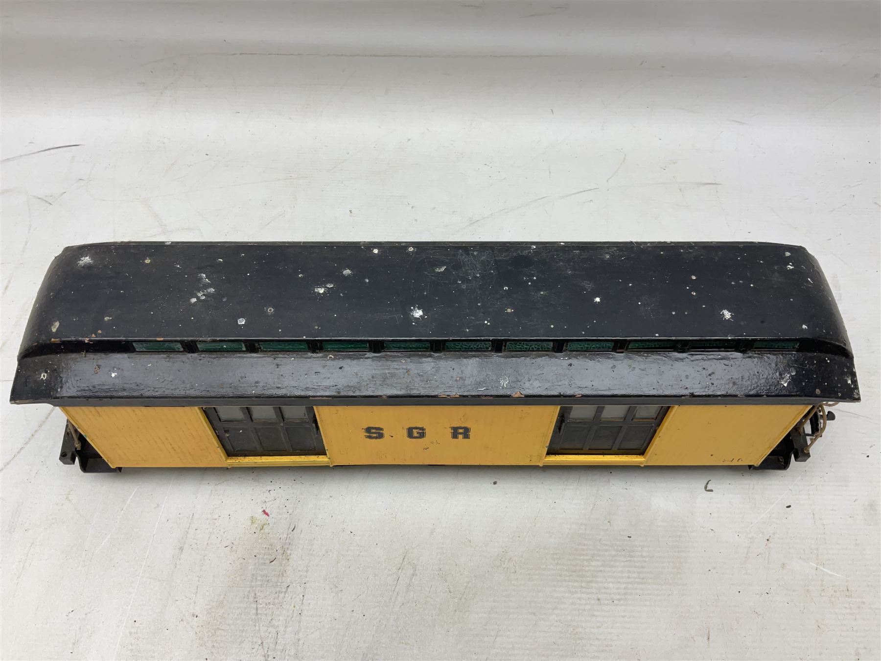 Six Bachmann G scale, gauge 1 rolling stock wagons and carriages, including tram coach, log carrier and tanker, etc, all unboxed 