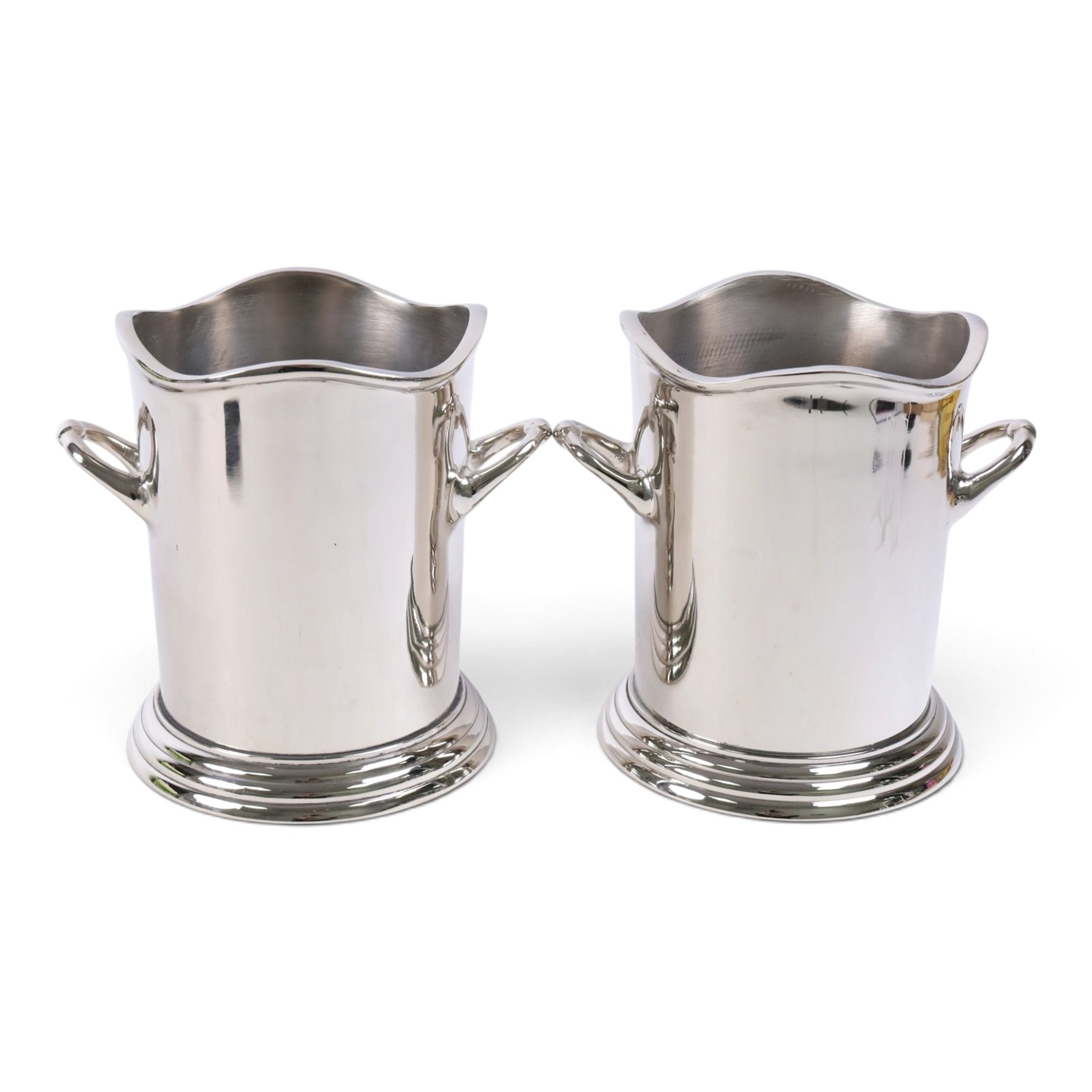 Pair white star line wine coolers, H24cm