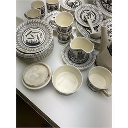 Scottie Wilson for Royal Worcester Wild Fowl pattern, part tea and dinner service, including teapot, milk jug, covered surier, nine cups and saucers, seven dinner plates etc (54)