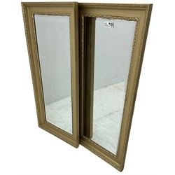 Pair of giltwood wall mirrors, rectangular frame with egg and dart decoration, bevelled mirror plates 