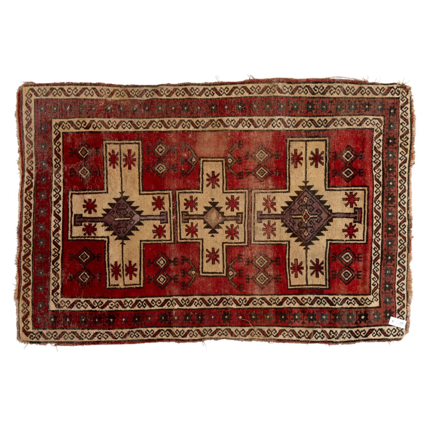 Four Persian rugs, Turkish Anatolian rug, 194x131cm, Turkish Anatolian prayer rug  136x78cm, Persian Gabbeh prayer rug 88x67cm, Caucasian Kazak rug 152x100cm (4)